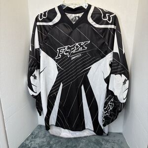 Y2K / Vintage Fox Racing 360 Black and White Motocross Longsleeve Jersey Size S